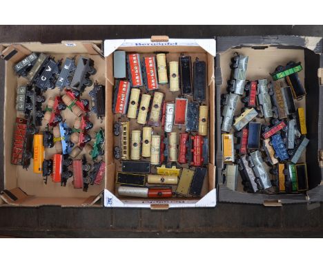 Collection of vintage tin plate O gauge rolling stock incl. Chad Valley, Bing etc. British and German made models. (3 boxes) 
