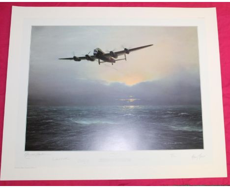 DAMBUSTERS.- THE MORNING AFTER.  Print by Gerald Coulson. Signed by artist and 3 veterans. 4/450. 69cmx51cm. FIRST LIGHT, pri