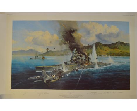 "Attack On The Hiei", high quality unframed limited edition print by Robert Taylor, 86/450, signed in pencil by the artist an