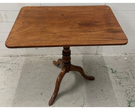 A rectangular occasional table on tripod legs with turned centre column (W75cm D51.5cm H71cm)