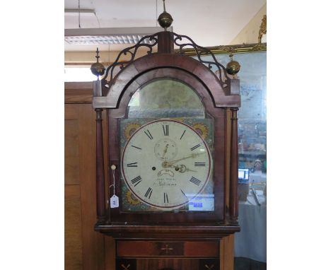 A Victorian Mahogany and Inlaid Longcase Clock by  James Magill of Ballymena, the 8 day striking movement with painted dial, 