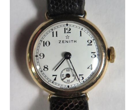 A Zenith Ladies 9ct Gold Manual Wristwatch, the 17mm dial with case back no. 42745, running 