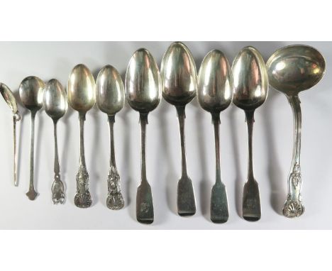 A Collection of William IV and later Silver Flatware, 323g 