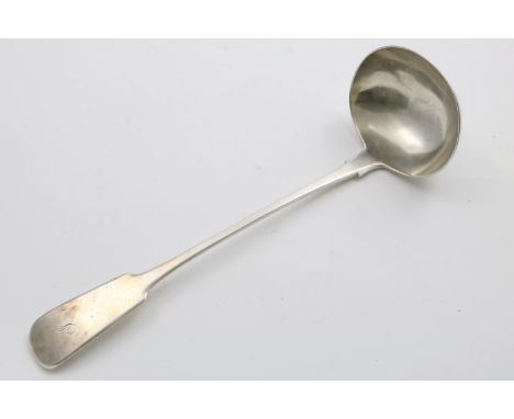 A SCOTTISH PROVINCIAL FIDDLE PATTERN SOUP LADLE  initialled "I", by George Booth of Aberdeen (G,B,A,B,D,N) c.1820-40; 13.5" (