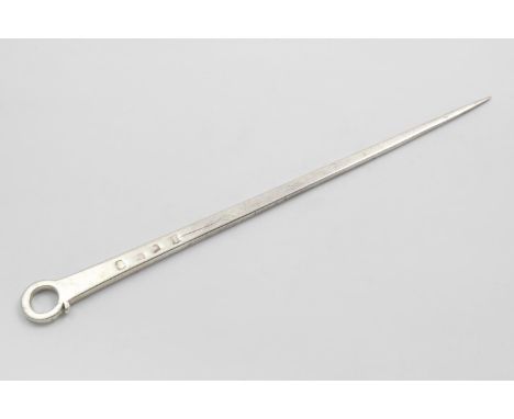 A GEORGE II MEAT SKEWER  with a ring terminal, by Charles Jackson, London 1741; 12" (30.5cm) long; 3.75 oz