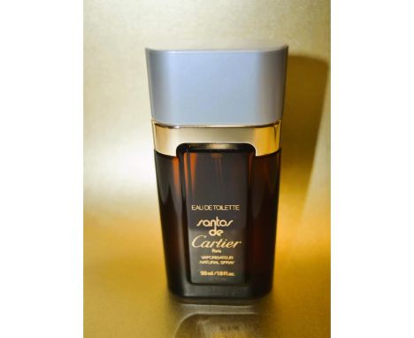 Santos de Cartier Eau De Toilette Parfums Vaporisateur Natural Spray, Paris. Vintage, 1.6 Fl. Oz./50 ml. Amber Glass, with a 