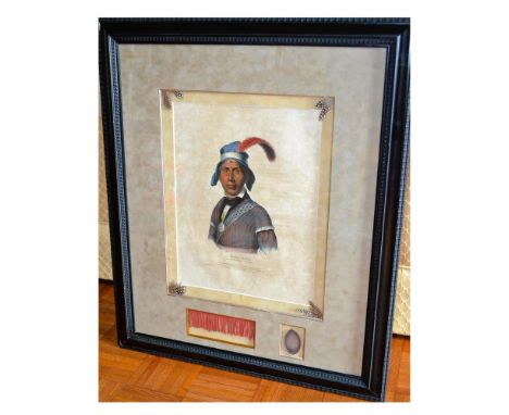 Original Hand-Colored Lithograph entitled Yaha Hajo, A Seminole Chief. 1842. Published by Daniel Rice and James Clark. Drawn,