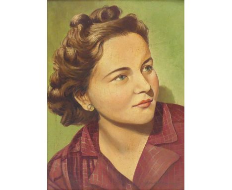 Josef Ottemberg (German 20th century) - Portrait of a young lady, signed and dated 1944 lower right, 30 x 22cm