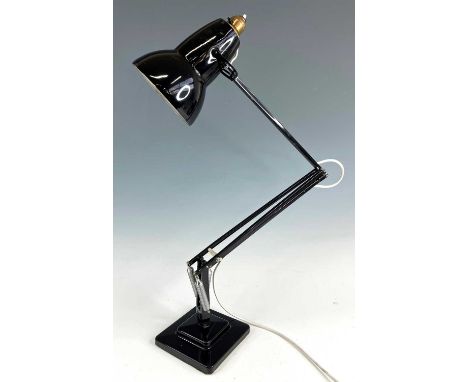 Herbert Terry - a black painted metal anglepoise lamp, model No. 1227, of hinged and rotating form, with movable shade, raise