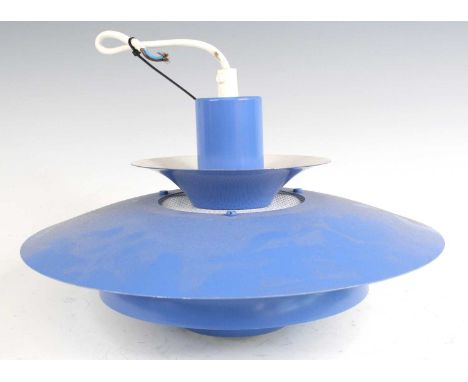 Poul Henningsen (Danish, 1894-1967) - a blue and white painted metal pendant ceiling light, of typical circular stepped form,