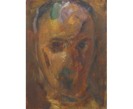 John Duguid (1906-1961) - Self portrait, oil on board, inscribed verso, 27.5 x 20.5cm