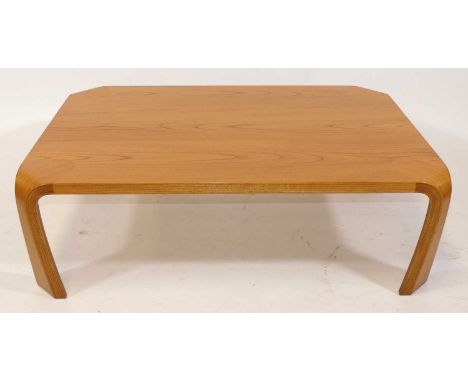 Saburo Inui (Japan, 1911-1991) for Tendo Mokko - a 'Zataku' coffee table, elm veneered plywood, raised on curved supports, Te