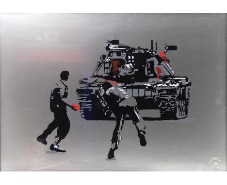 SPQR (b.1970) - Paint Bomber (2008), screenprint in colours on silver card, signed, dated and numbered 14/25 lower left, with