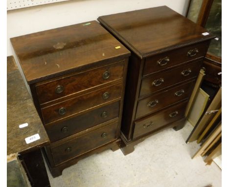 A reproduction mahogany chest of four graduated drawers, to bracket feet and a mahogany chest of four drawers, to bracket fee