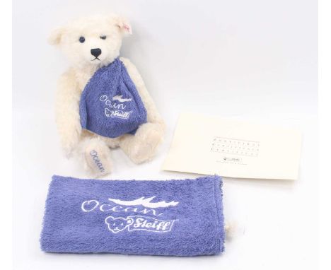 A Steiff white mohair Ocean teddy bear, white tag No. 660801, limited edition No. 747/1500 pieces released, height 30cm, with