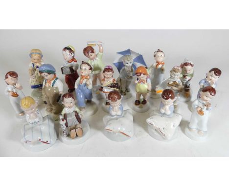 A collection of modern Royal Dux handpainted figures, mainly being child musicians after the Hummel originals, each with rais