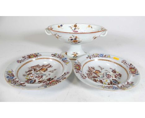A pair of Wedgwood stone china soup bowls, each decorated in the Japan palette, circa 1827-1861, printed backstamp Wedgwood's