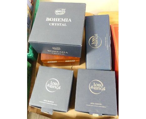 A collection of Royal Selangor for Lord of the Rings pewter figures in boxes together with a crystal bowlCrystal bowl – no ch