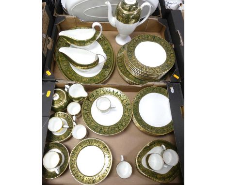 Two boxes of Wedgwood china in the Florentine pattern, to include serving dishes, gravy boats, dinner plates, side plates, an