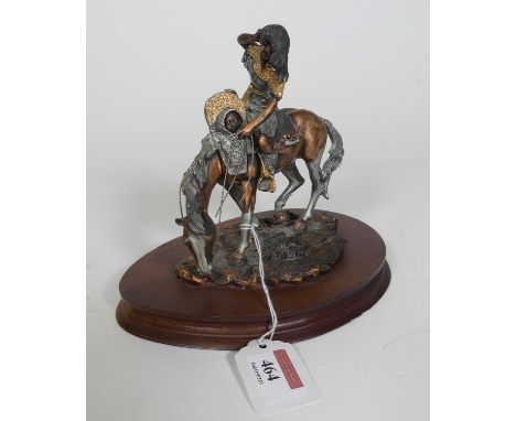 A Legends limited edition bronze figure of Sacagawea numbered 1106/2500 in the cast, mounted to a wooden plinth, height 16.5c