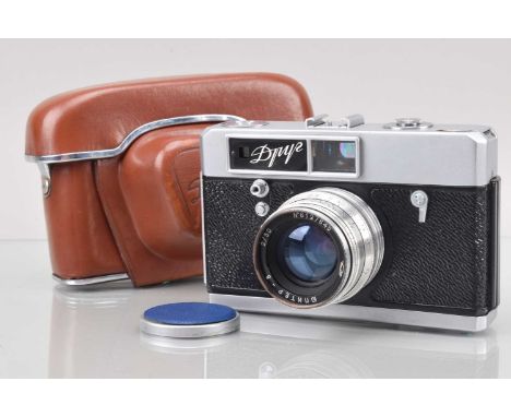A Drug (Dpyr) Soviet Rangefinder Camera, with rapid film advance lever, shutter working, rangefinder working, self timer work