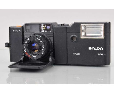 A Voigtländer Vito C Compact Camera,  shutter working, aperture responsive, body G-VG, with Color Skoper 38mm f2.8 lens, elem