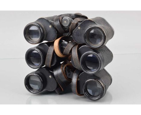 Three Pairs of Carl Zeiss Jena 8 x 30 Deltrintem Binoculars, one with some paint wear to edges, some light fungus to elements