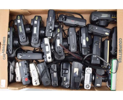 A Tray of Compact Cameras, manufacturers include Olympus, Canon, Panasonic, Minolta and other examples, all untested, G