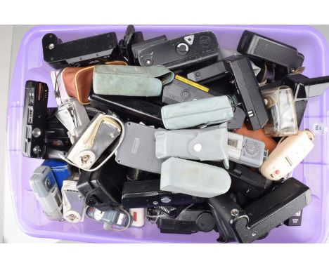 A Box of Camera Related Accessories, light meters, motor drives and flash units, all untested