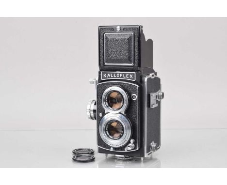 A Kowa Kalloflex TLR Camera, shutter working, body G-VG, with 75mm f/3.5 Prominar lens, elements G, light fungus spots and fr