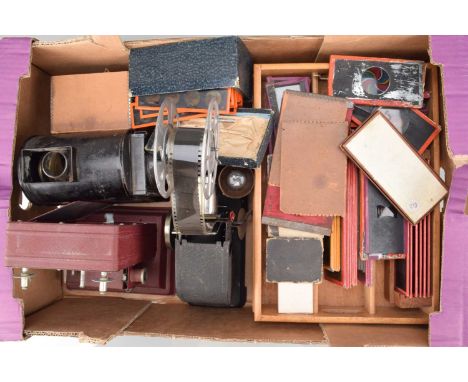 A Group of Toy Magic Lanterns and Film Strip Projectors, a Willikins & Lawley lantern, with oil lamp illuminant, no chimney, 