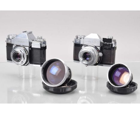 Two Zeiss Ikon Contaflex SLR Cameras, a Contaflex II, shutter working, light cell responsive, with 45mm f/2.8 Tessar lens, Co
