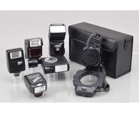 A Group of Nikon Flash Units,  a Nikon Macro Speedlight SB-29, in case, with manual & lens rings, SB-28, SB-23, SB-17, SB-22,