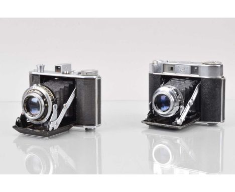 Two Folding Cameras, an Olympus Six, shutter working, occasionally fast in slow speeds, body F-G, some paint wear to edges, s