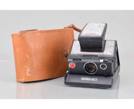 A Polaroid SX-70 Land Camera Model 2, untested, body P, cracking & heavy wear, elements G, with manual, in Polaroid case