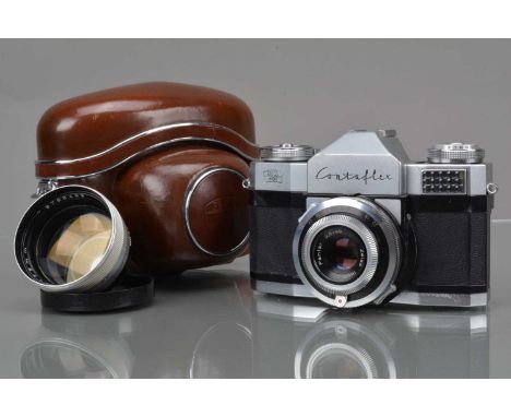 A Zeiss Ikon Contaflex Prima SLR Camera, serial no S 64285,shutter working, light cell responsive, body G, with 45mm f/2.8 Pa