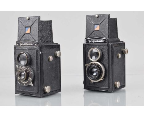Two Voigtländer Brillant Cameras, first & second model, first model shutter working, second model shutter not cocking, bodies