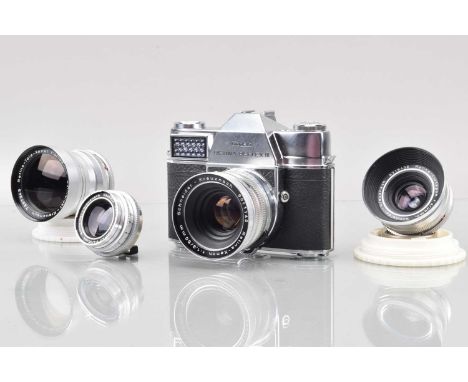 A Kodak Retina Reflex III SLR Camera, shutter working, light cell responsive, body G-VG, with Schneider Kreuznach 50mm f/1.9 