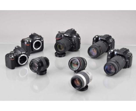A Tray of DSLR Cameras a Nikon D800, shutter fire, error code showing, with battery,  DX AF-S Nikkor 18-105mm f/3.5-5.6 ED, S