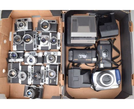 Two Trays of Various Cameras, including a Yashica Electro 35 (2), M-II, Zeiss Ikon Super B, Fujica GA, Beauty Light O Matic, 
