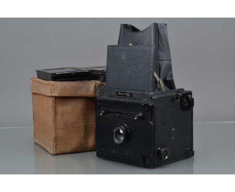 A Marion & Co. LTD 5¼X3¼'' Reflex Camera, serial no IIII85, Kershaw's patent 22698-04, shutter fires, smooth, one part of cur