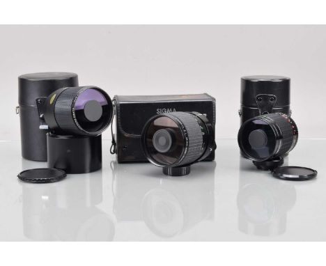 Three Reflex Lenses, a Minolta mount Sigma 600mm f/8 MC lens, with rear filter set, Super Paragon 500mm f/8 and a Centon 500m
