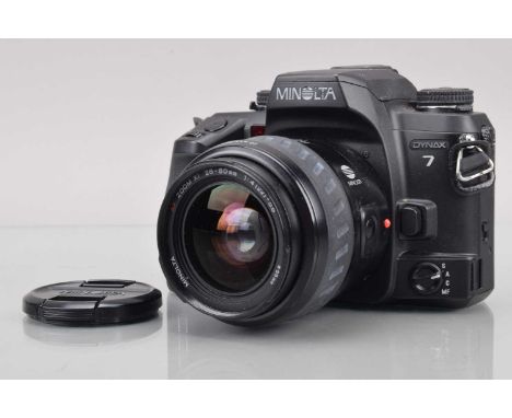 A Minolta Dynax 7 SLR Camera, shutter working, responsive in modes, flash working, body G-VG, with Zoom xi AF 28-80mm f//4-5.