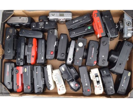 A Tray of Compact Cameras, manufacturers include Minolta, Nikon, Canon Konica, Samsung and other examples, all untested, G