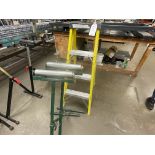 Pair of GRP 3 tread steps and 2 No green conveyor stands