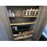 35 x Soudabond 642 Duo glue packs, qty misc. window stays and tall steel 2 door cupboard