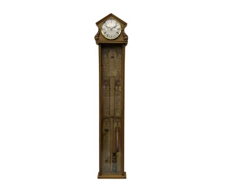 Admiral Fitzroy mercury barometer c 1890, with full height paper scales annotated with Admiral Fitzroy's observations, spirit