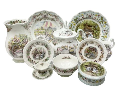 Royal Doulton Brambly Hedge ceramics, three piece Tea Service teapot, cream jug and sugar bowl, together with Summer pattern 