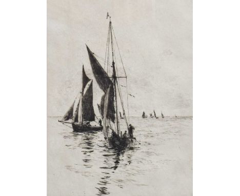 William Lionel Wyllie RA (1851-1931)Fishing boats at seaSigned in pencil, etching, 23cm by 18cm