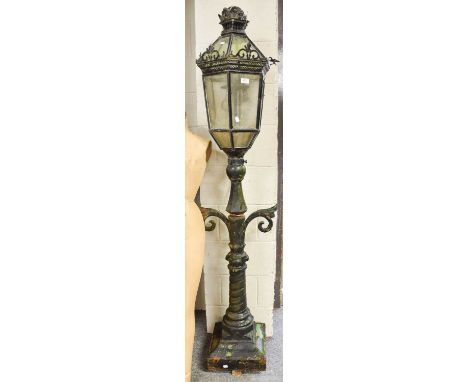 A Victorian Cast Iron Lamp PostHeight - 188cm. We believe this to be a lamp formally atop the pillars of a Victorian bridge d